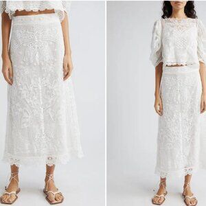 farm rio white lace wrap skirt with adjustable waist button XS